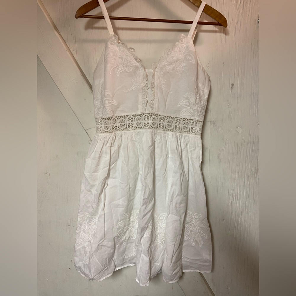 Express White Lace-Trim Mini Dress
